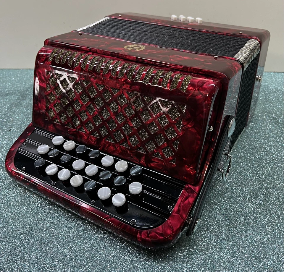 Instrumento bajo Kids Button Pro 22 teclas 8 con bolsa de almacenamiento - rojo brillante Foto 3 de 4