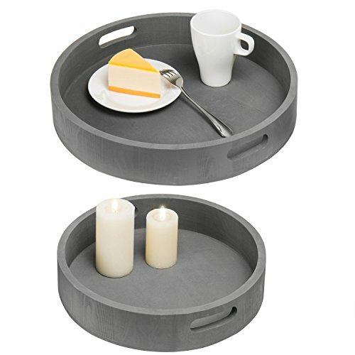 Runde Design verschachtelte anthrazitgraue Holz-Einschnittschalen mit ausgeschnittenen Griffen, 2er Set - Bild 4 von 7