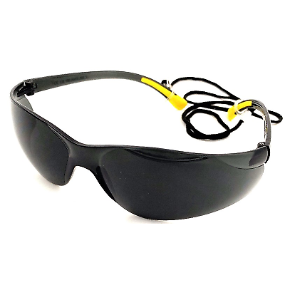 Safety Sun Glasses Smoke Lens Lightweight Eye Protection Specs with Cord - Picture 1 of 1