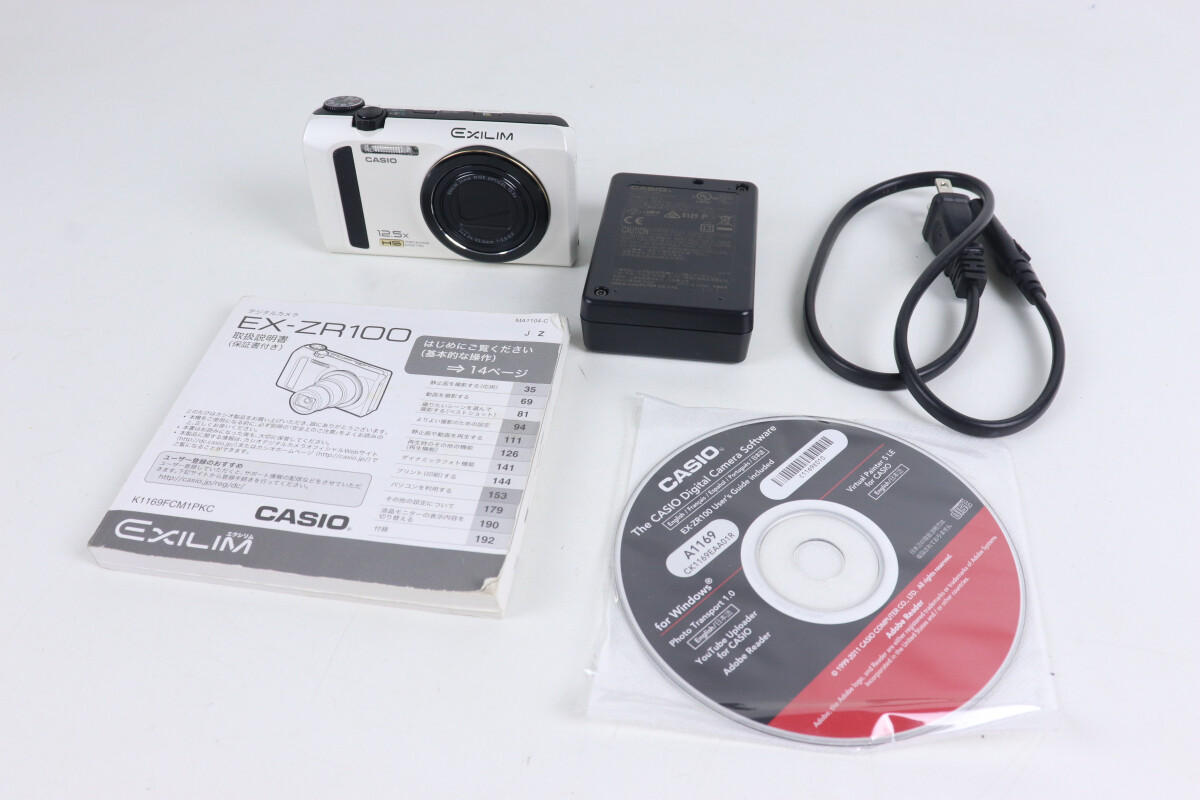 Casio EXILIM EX-ZR100 compact digital camera white English Casio EXILIM EX-ZR100 compact digital camera white English