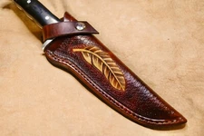Custom Leather Sheath w/feather for Buck 124