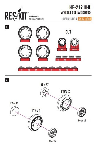 ResKit RS32-0307 Scale 1:32 He-219 Uhu wheels set weighted for plastic model kit - Picture 23 of 24