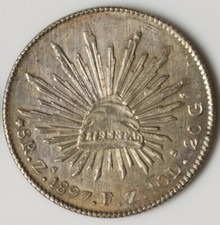 Mexico 1897 Zs FZ 8 Reales CH AU - ORIGINAL SURFACES!