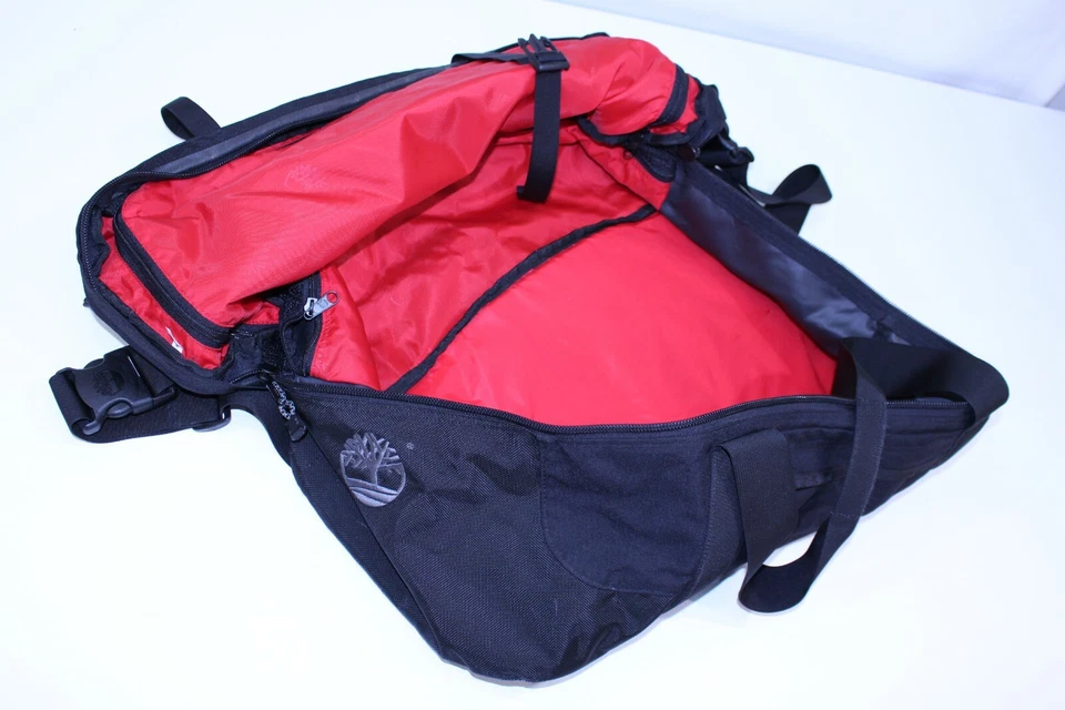 Timberland Bolsa de Lona Paquete Grande Gimnasio Negro Gris Saco Lanzamiento Viaje Rojo Pesado Foto 3 de 4