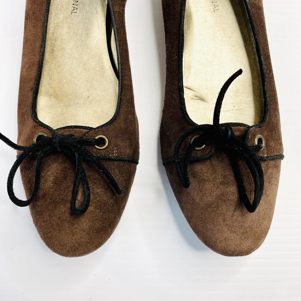 Disfraz Nacional Talla 36.5 6-6.5 Marrón Gamuza Ballet Zapato Plano Hecho en Italia Foto 3 de 4
