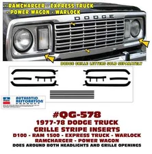 QG-578 1977 1978 DODGE TRUCK - GRILLE STRIPE INSERTS - DECAL - LICENSED
