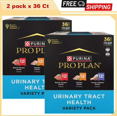 2 Pack Purina Pro Plan Urinary Tract Wet Cat Food Variety 72 Ct 108oz
