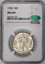 1938 Walking Liberty Half Dollar 50c NGC MS66+ CAC