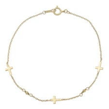 agete Agate Cross Motif Bracelet/K10YG/416-0.8g/Yellow Gold/Gift/Anniversary