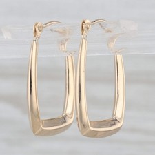 Beveled Hoop Earrings 14k Yellow Gold Snap Top Hoops