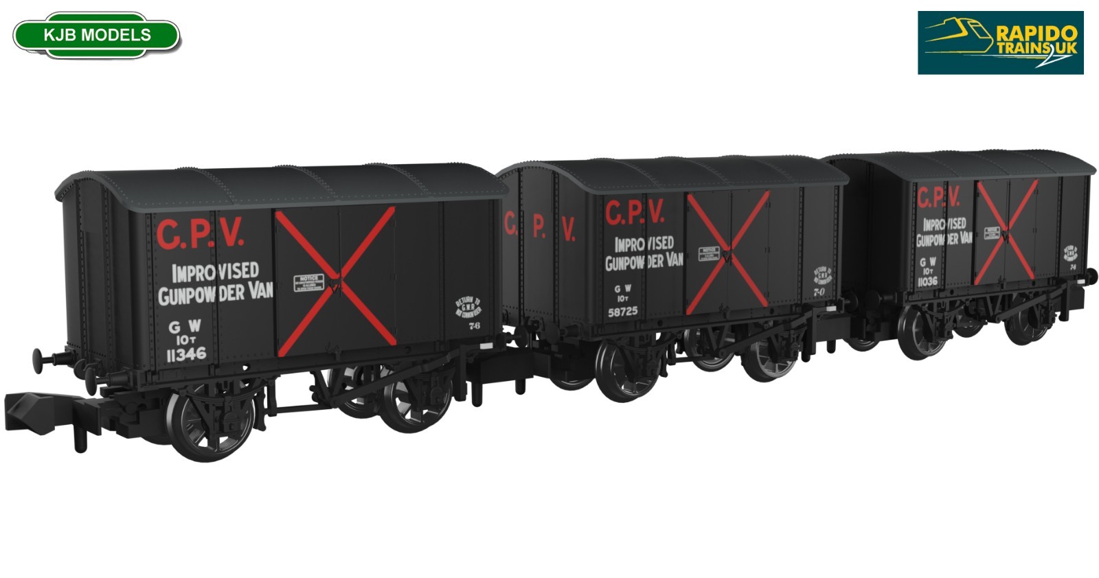 Triple Wagon Pack - Iron Mink Van Set GW at War Pack A N Gauge Rapido 961003