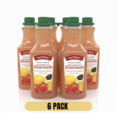 Member's Mark Strawberry Lemonade 52 oz Bottles Natural Fruit Drink, Pack of 6