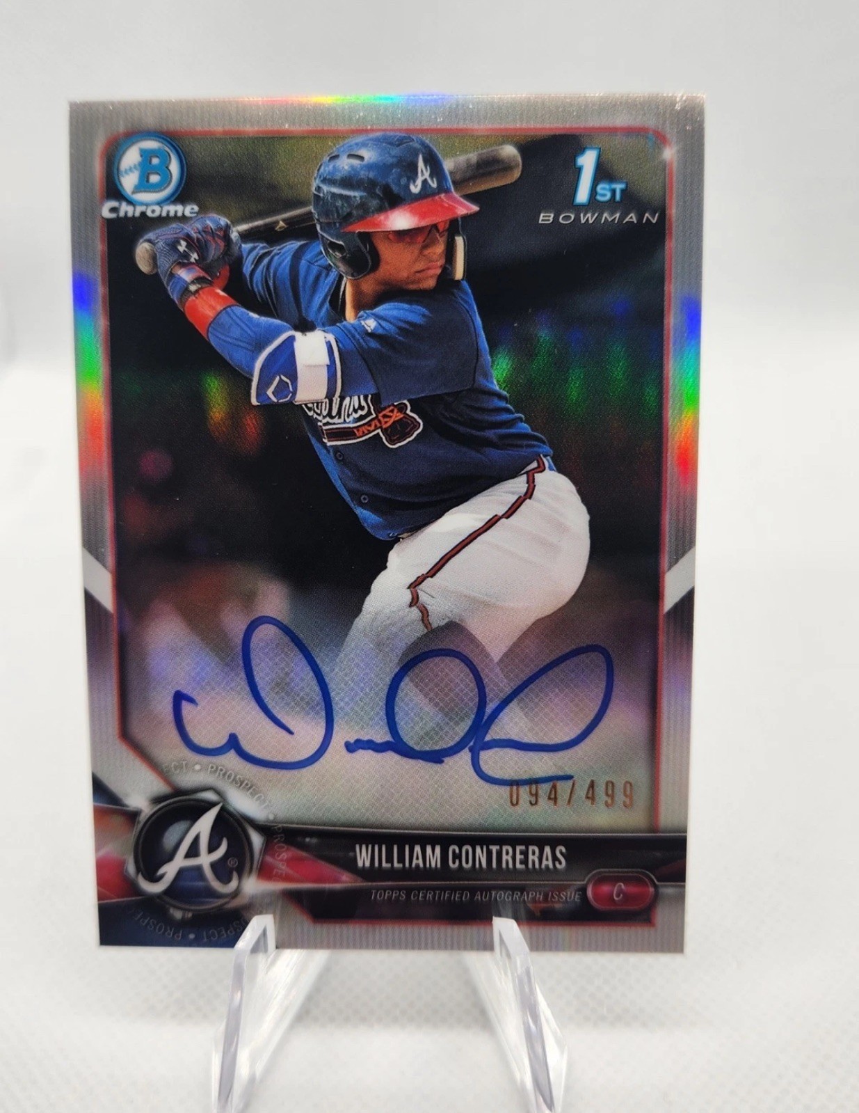 2018 Bowman Chrome William Contreras Refractor Auto /499 1st Braves Brewers RC