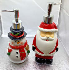 Christmas Snowman  Santa Bathroom Hand Ceramic Soap or Lotion Dispenser w7