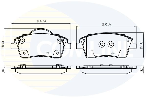 Brake Pad Set For Disc Front 132.7 mm Length Fits Volvo XC40 COMLINE CBP02855