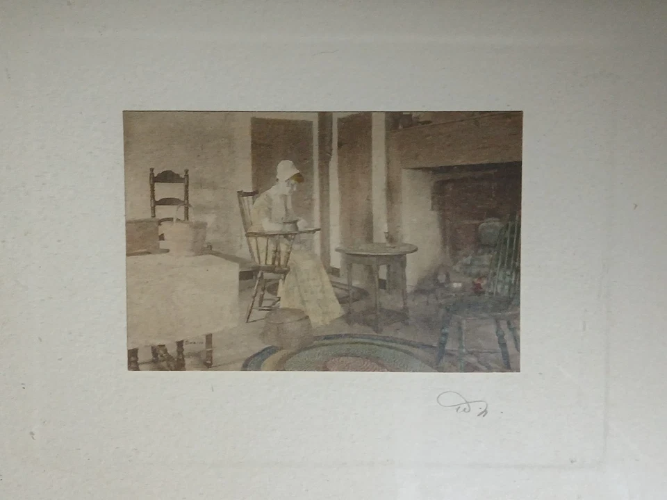 FOTOGRAFÍA coloreada a mano c1900 Wallace Nutting 'Affectivamente tuya' enmarcada Foto 2 de 4