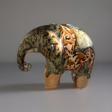 Elephant ceramic / pottery beautiful design green / brown ELEPHANT (B8) 