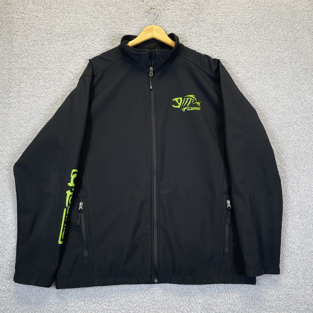 G.Loomis　フリース　ジャケット　アウター　ブルゾン　釣り　アウトドア　黒 G. Loomis Fishing Jacket Men's XL Black Full Zip Coat Sleeve Logo