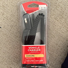 Verizon Wireless Black Car Charger Coiled for Samsung SCH-u700/u470 SAM20CONVPC