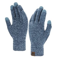 Womens Winter Touchscreen Gloves for Cold Weather, Chenille Warm One Size Blue
