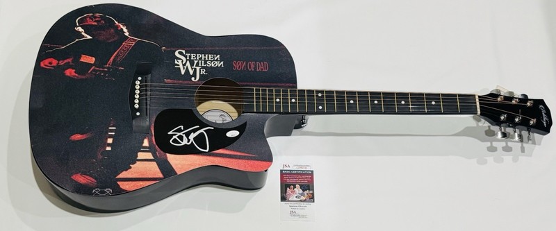 STEPHEN WILSON JR. SIGNED CUSTOM SON OF DAD ACOUSTIC GUITAR VERY RARE JSA COA