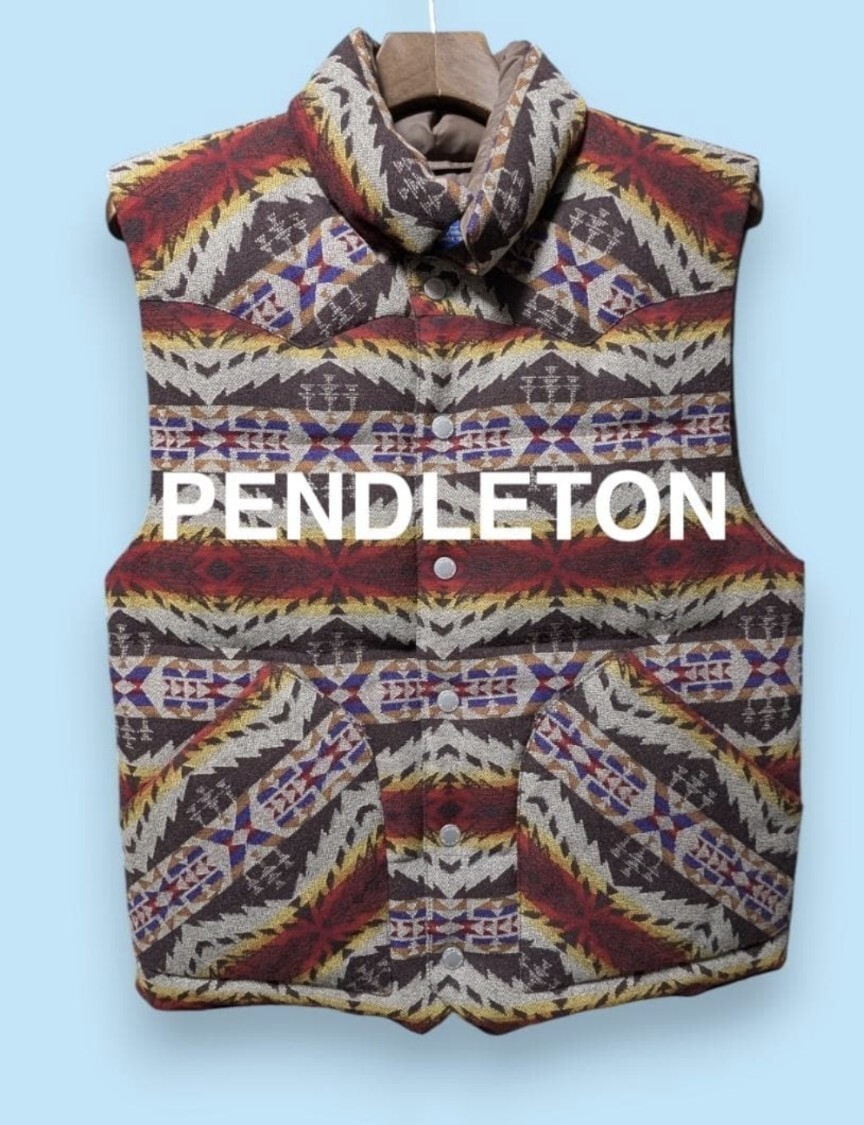 PENDLETON Wool Puffer Vest Native Pattern 00s 100… - image 1