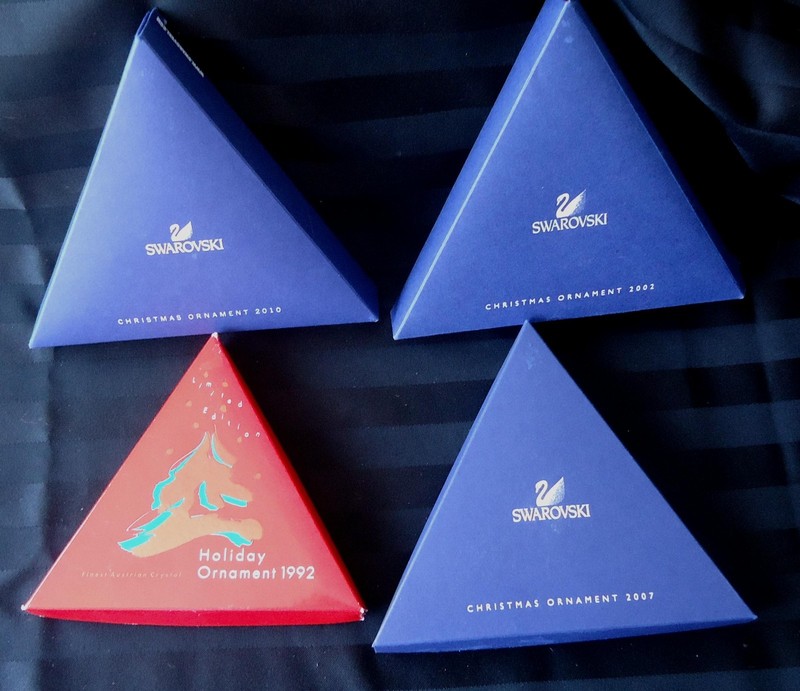 Swarovski Crystal Annual Snowflake Christmas Ornaments 4 pcs 1992 2002 2007 2010