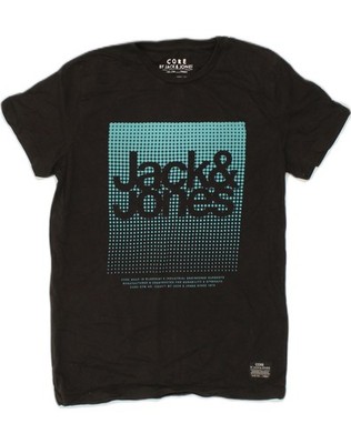 JACK & JONES Herren Grafik T-Shirt Oberteil Small Schwarz Baumwolle AF57