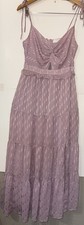 ASTR the Label Womens Lilac Jacquard Tiered Midi Dress Size Med Tie Straps