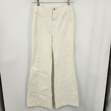 Free People We The Free CRVY Off White 28 High Rise Corduroy Boho Flare Pants