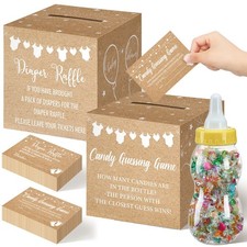 102 Pcs Diaper Raffle Ticket Game for Baby Shower Kraft Diaper Raffle Guess G...