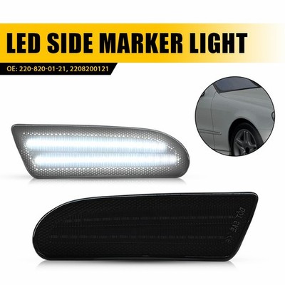 Front Smoked White LED Side Marker Lights For 2001-2006 Mercedes-Benz S600 EXC