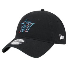 Miami Marlins Youth New Era 9TWENTY Black Adjustable Hat Cap