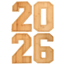 1 Set 2026 Charcuterie Numbers Fillable Wooden Divided Appetizer Tray - Chees...