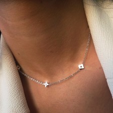 Collier Fleur Argenté Femme Acier Inoxydable Minimaliste Romantique