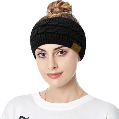 womens Ear Warmers Headbands Winter Warm Fuzzy Cable Knit Head Wrap - Picture 6 of 6