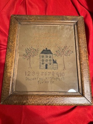 Antique sampler estate sale find needlepoint handcrafted school free shipping