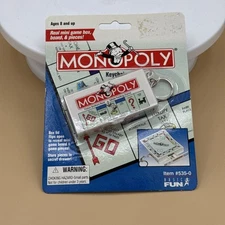 Vintage MONOPOLY Miniature Portable Travel Keychain 1998 Basic Fun SEALED