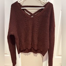 Aeropostale Chocolate V-Neck Sweater