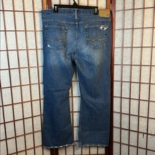American Eagle Outfitters Blue Denim with Tan Label lowrise boot cut size 36×30