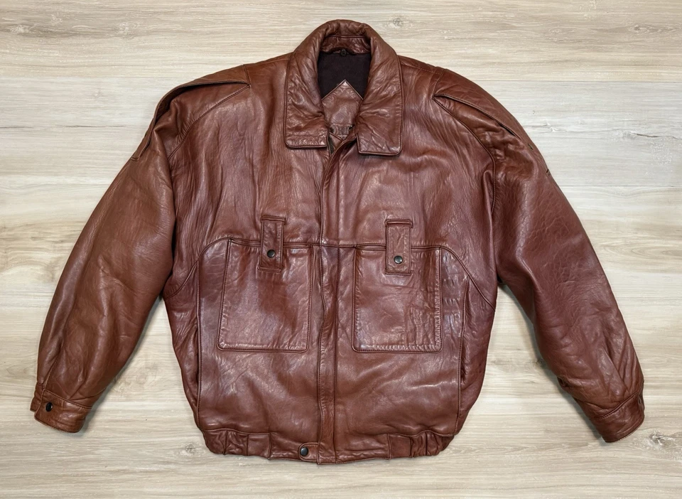 Chaqueta de Cuero Torras Vintage Hombre Marrón España Lana Aislada Mejor 5’8 Talla 48/M Foto 3 de 4