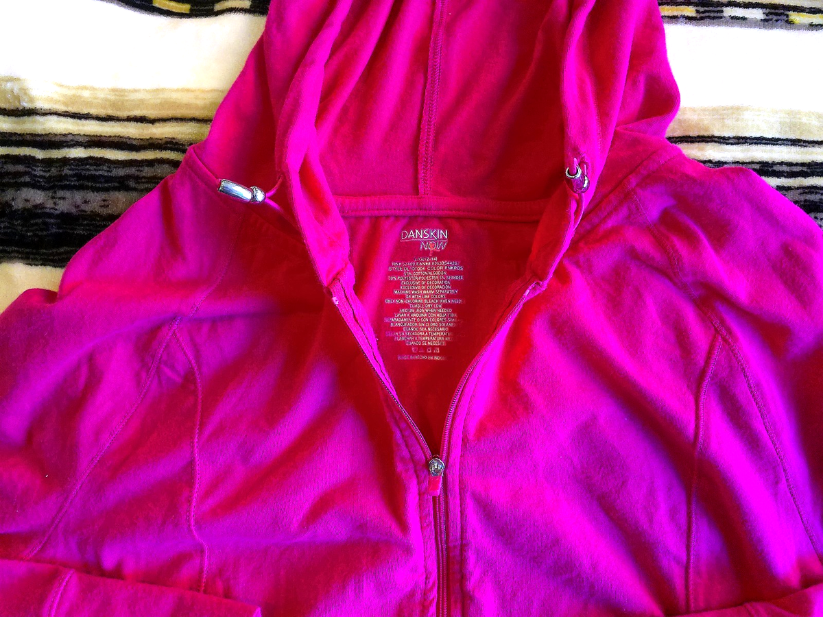 ソフト DANSKIN NOW VTG SIZE L ACTIVEWEAR HOODIE ZIP FRONT DEEP ROSE