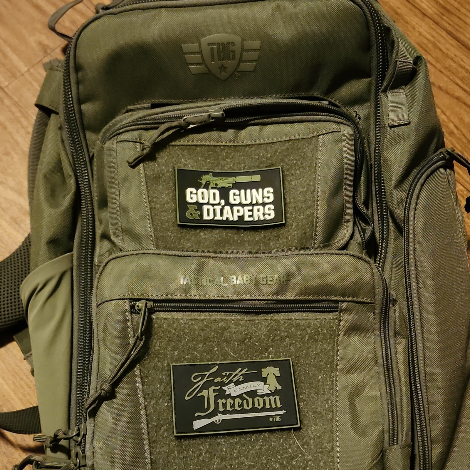 Tactical Baby Gear Green Solid Diaper Backpack w/ Outer Pockets, Zipper