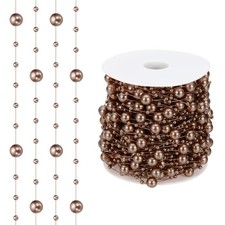 98 Feet Artificial Pearl String Faux Pearl Beads Vases Filler Brown 