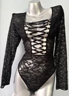 Victoria's Secret Teddy Bodysuit Nwt Black Lace Up Sexy Large L