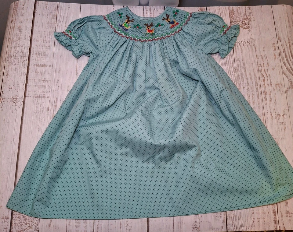 Vestido Rosalina Colección Infantil Bordado Reno Vacaciones Navidad 24M Foto 3 de 4