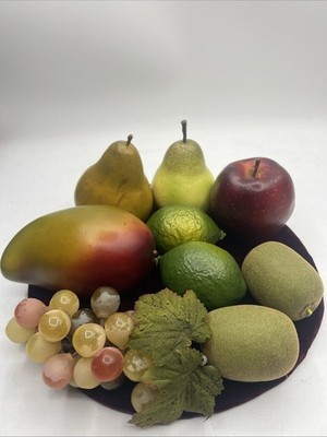 Lot Of 9 Vintage Faux Fruit Realistic Apple Lime Grapes Kiwi Pear Mango