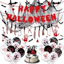 Red Scary Happy Halloween Banner Halloween Party Decoration Sign FROM USA