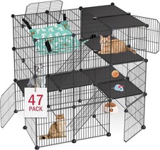 Cat Cage, Metal Wire Enclosure with Multi-Door Design 36x24x36 Inches for Indoor