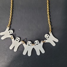 Vintage Halloween Ghost Necklace Kids Jewelry 15" UNIQUE